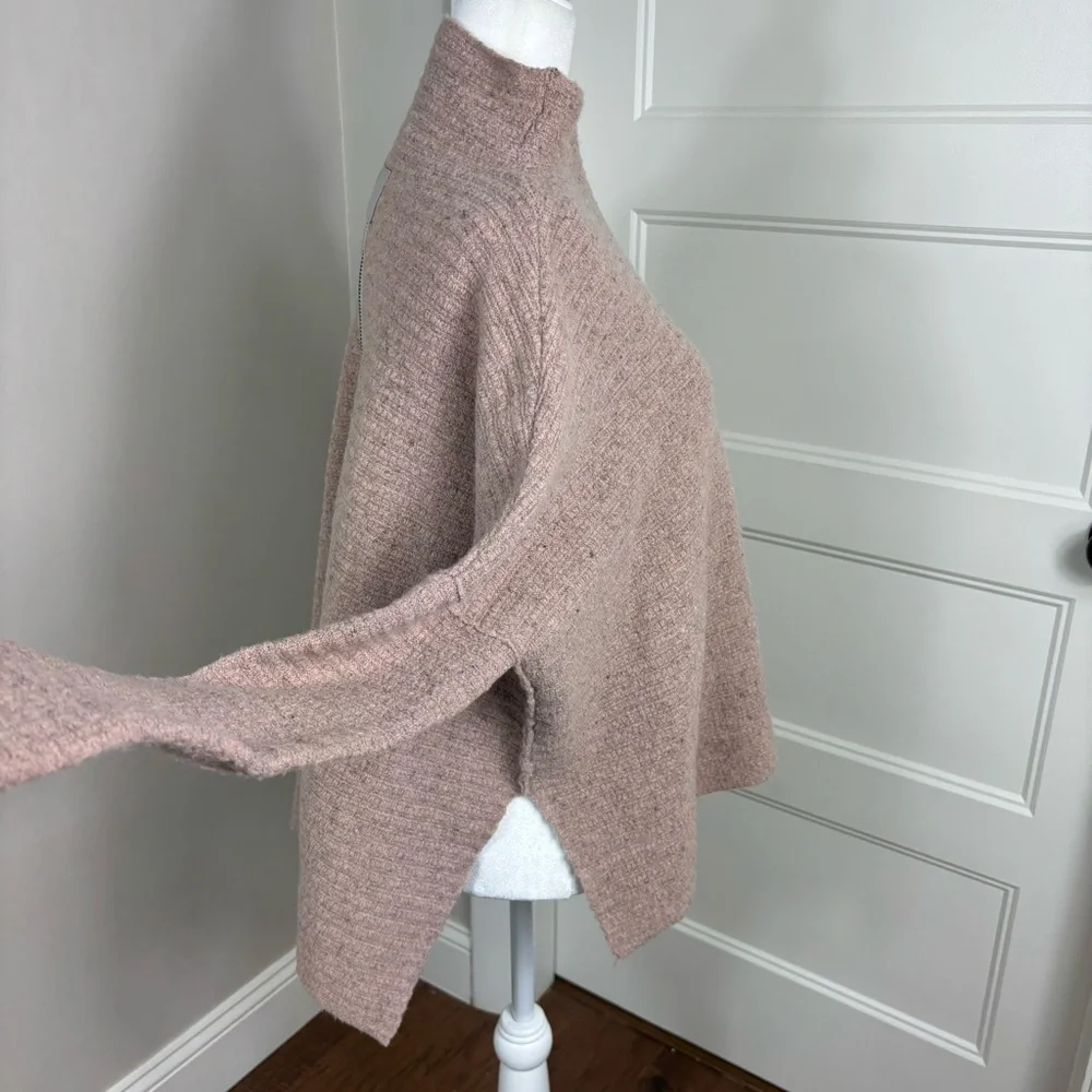 Free People Arctic Fox Wool Blend Zip‎ Back Sweater XS Boho Lagenlook Soft Girl